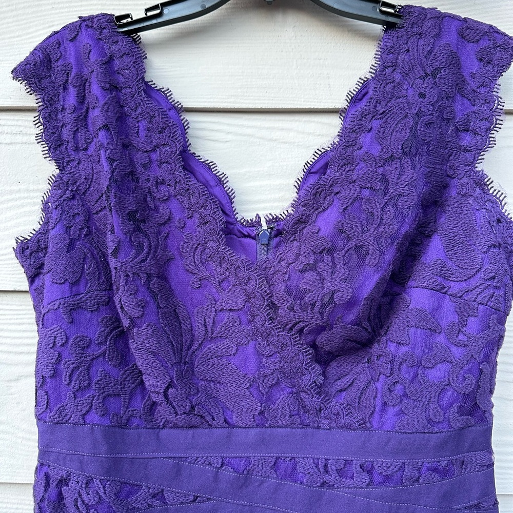 Tadashi Shoji Embroidered Lace Sheath Dress Purple - Picture 5 of 13